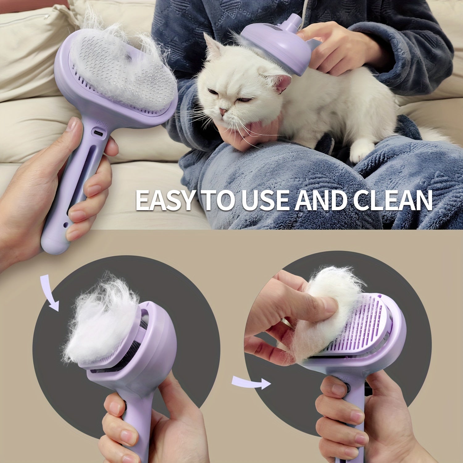 LIVEKEY Multifunctional Steam Pet Brush – USB Rechargeable Grooming Tool