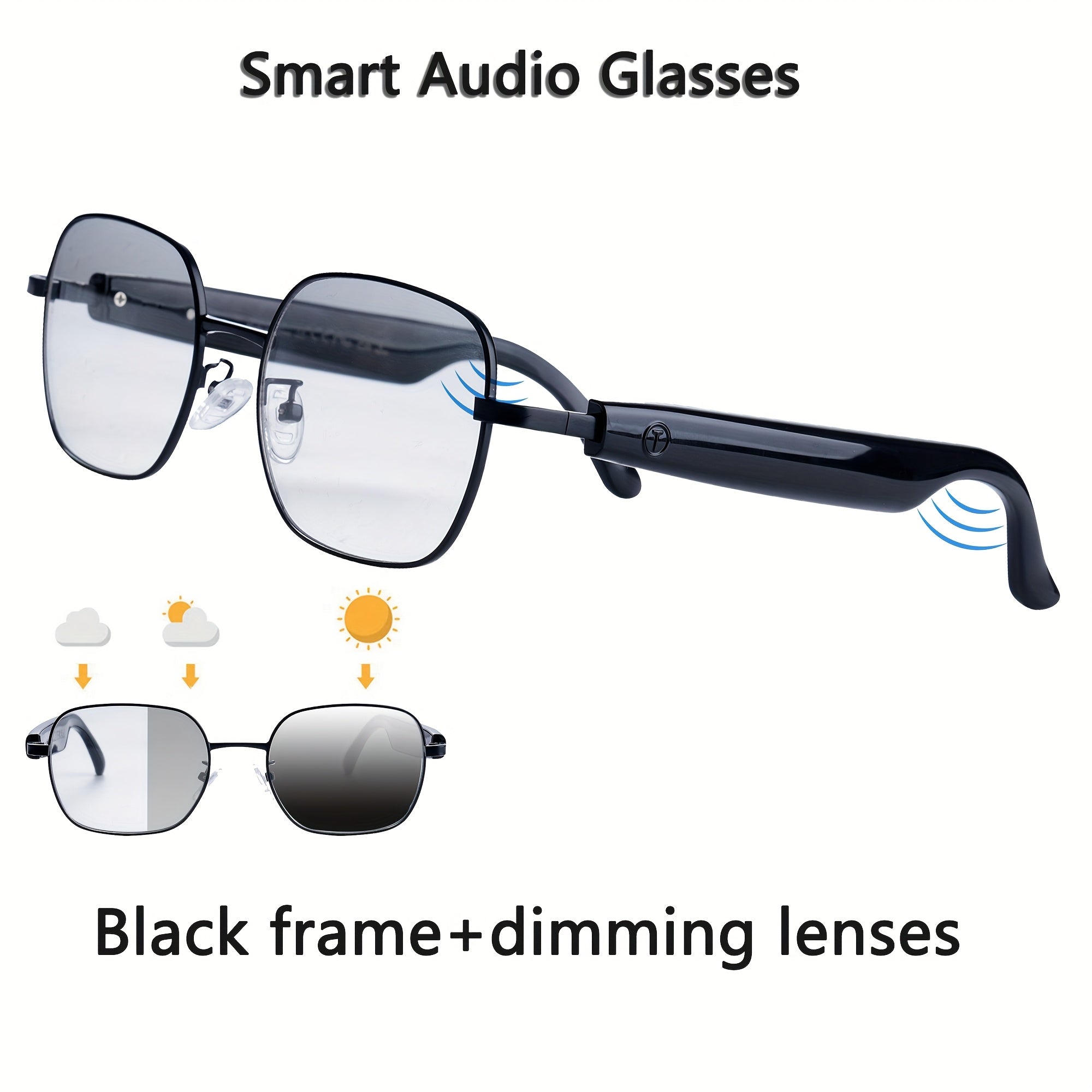 Smart Audio Glasses with Auto Dimming & Built-in Speakers