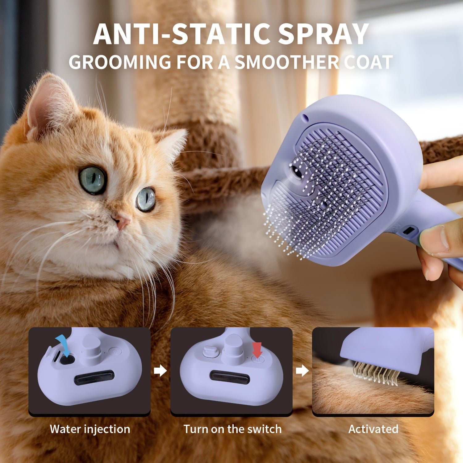 LIVEKEY Multifunctional Steam Pet Brush – USB Rechargeable Grooming Tool
