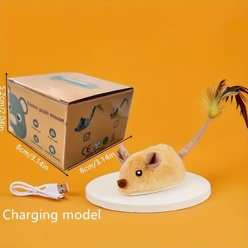 USB Interactive Cat Toy – Electric Mouse with Lights & Sound