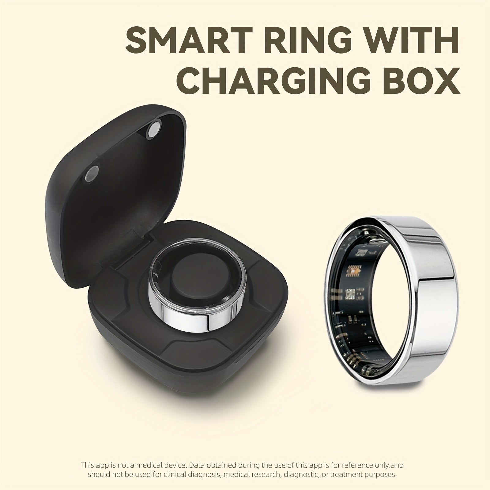 Smart Fitness Ring with Charging Case – iOS & Android Compatible