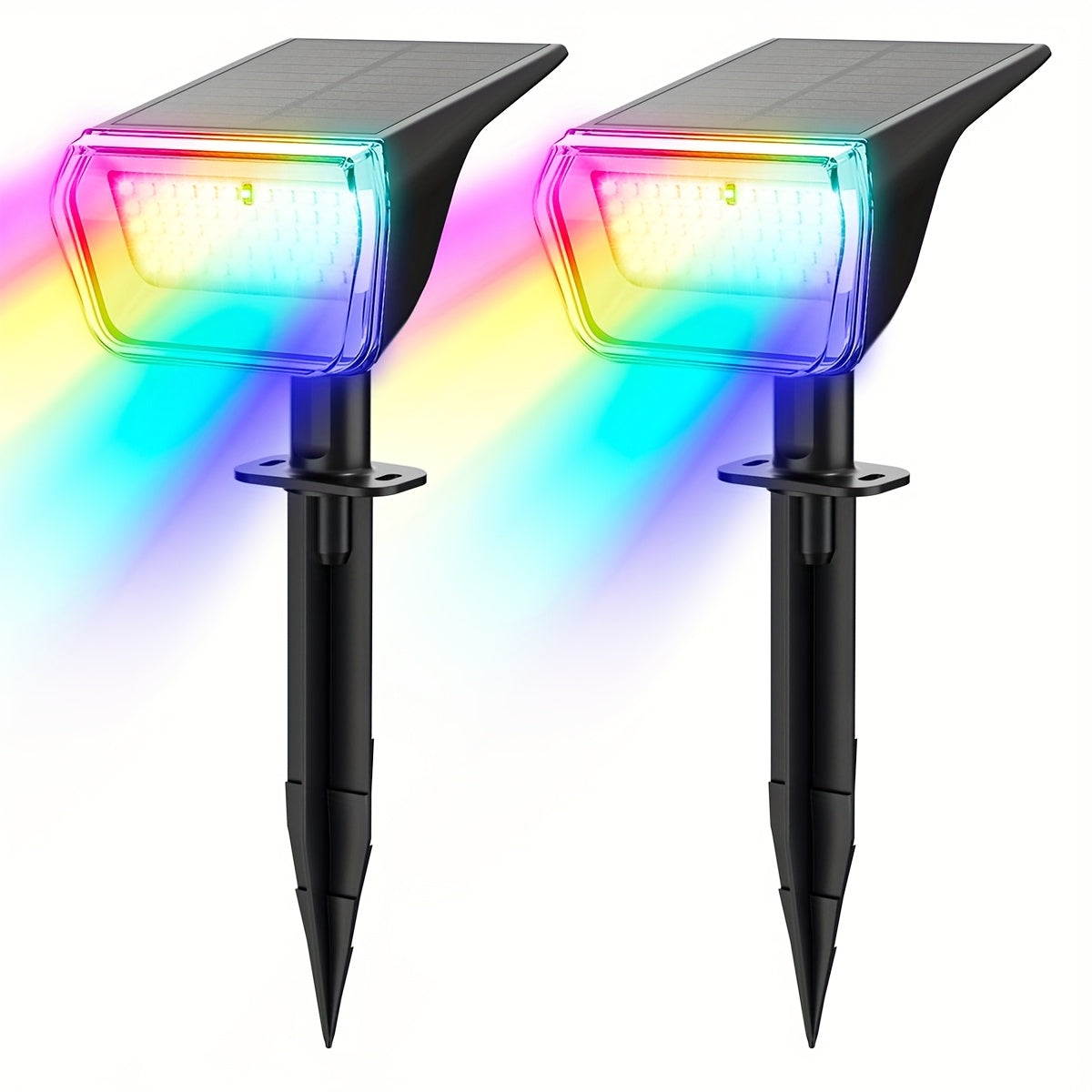2/4 Pack Solar RGB Spot Lights – Color-Changing Outdoor Landscape Lights