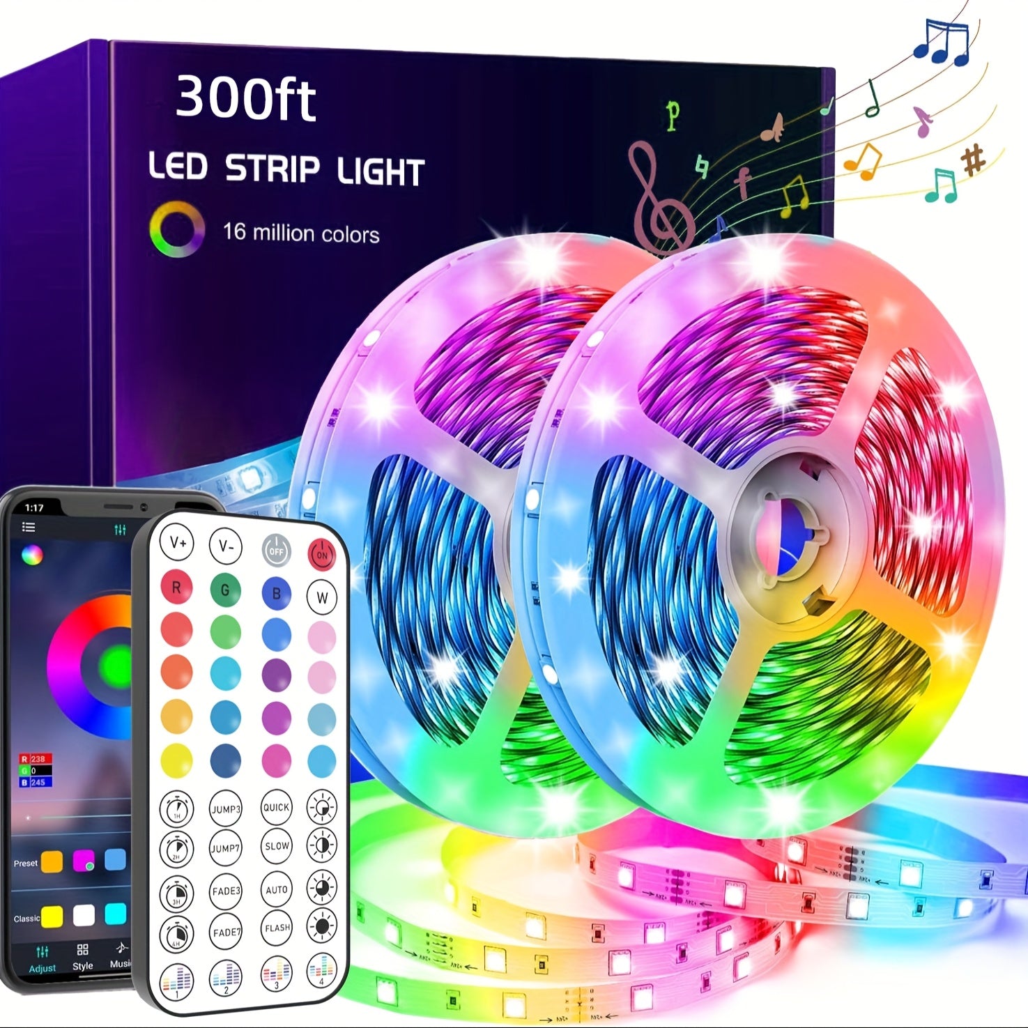 NBBUFF 200FT Smart RGB LED Strip Lights with App & Remote