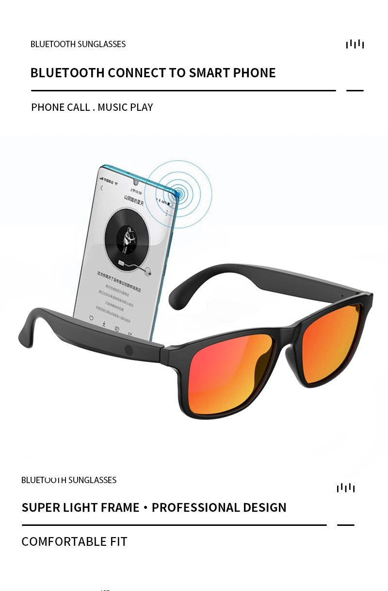 Smart Bluetooth Glasses with Speaker & Hands-Free Calling