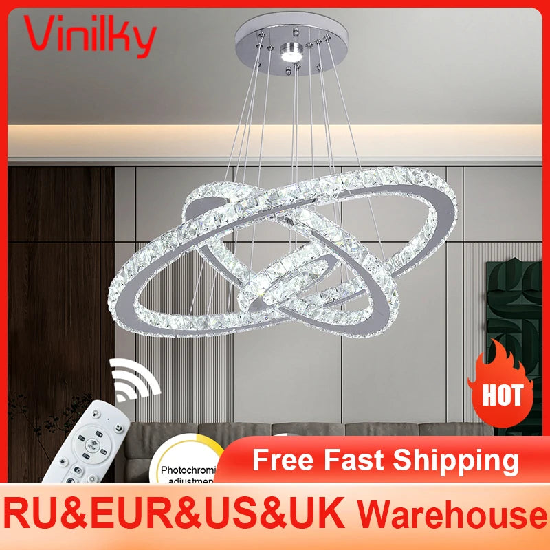 Crystal Luxury Smart Pendant Light with Remote Control
