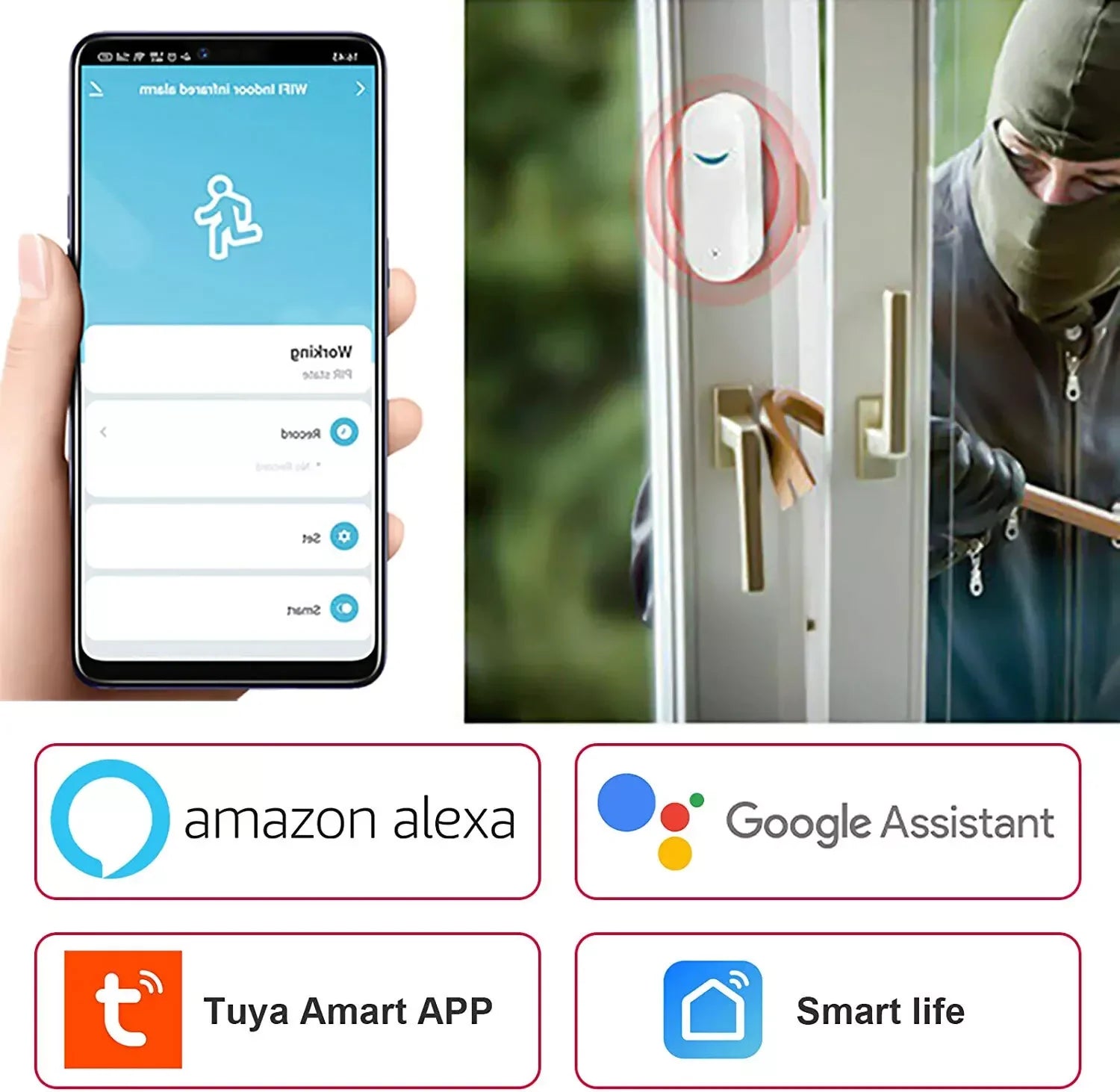 Smart Wi-Fi Door & Window Alarm Sensor – Tuya, Alexa, Google Compatible