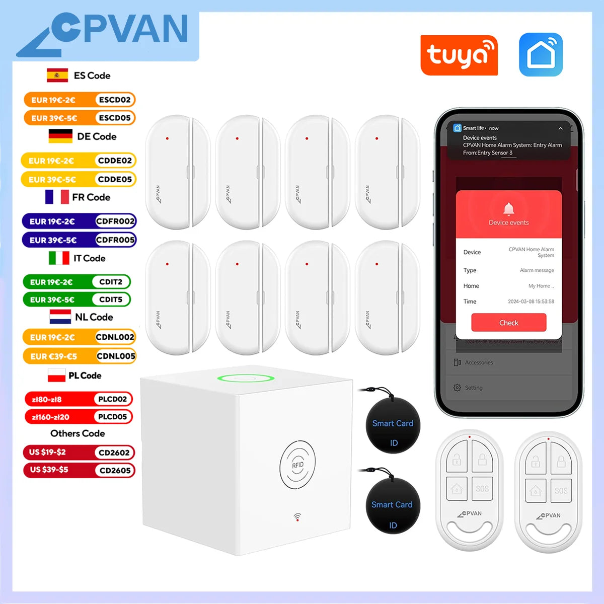 CPVAN Wireless Home Alarm System – Tuya Smart Compatible