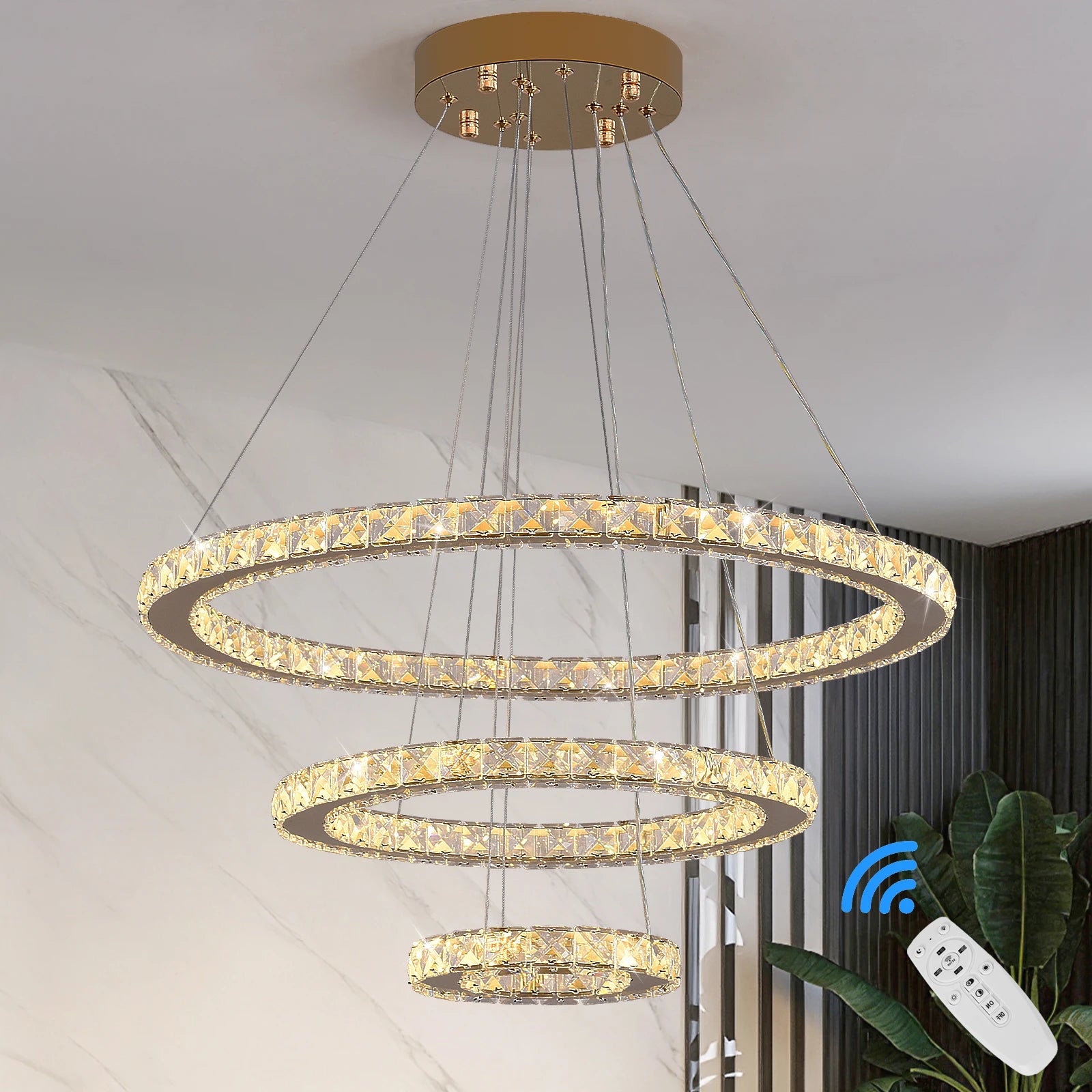 Crystal Luxury Smart Pendant Light with Remote Control