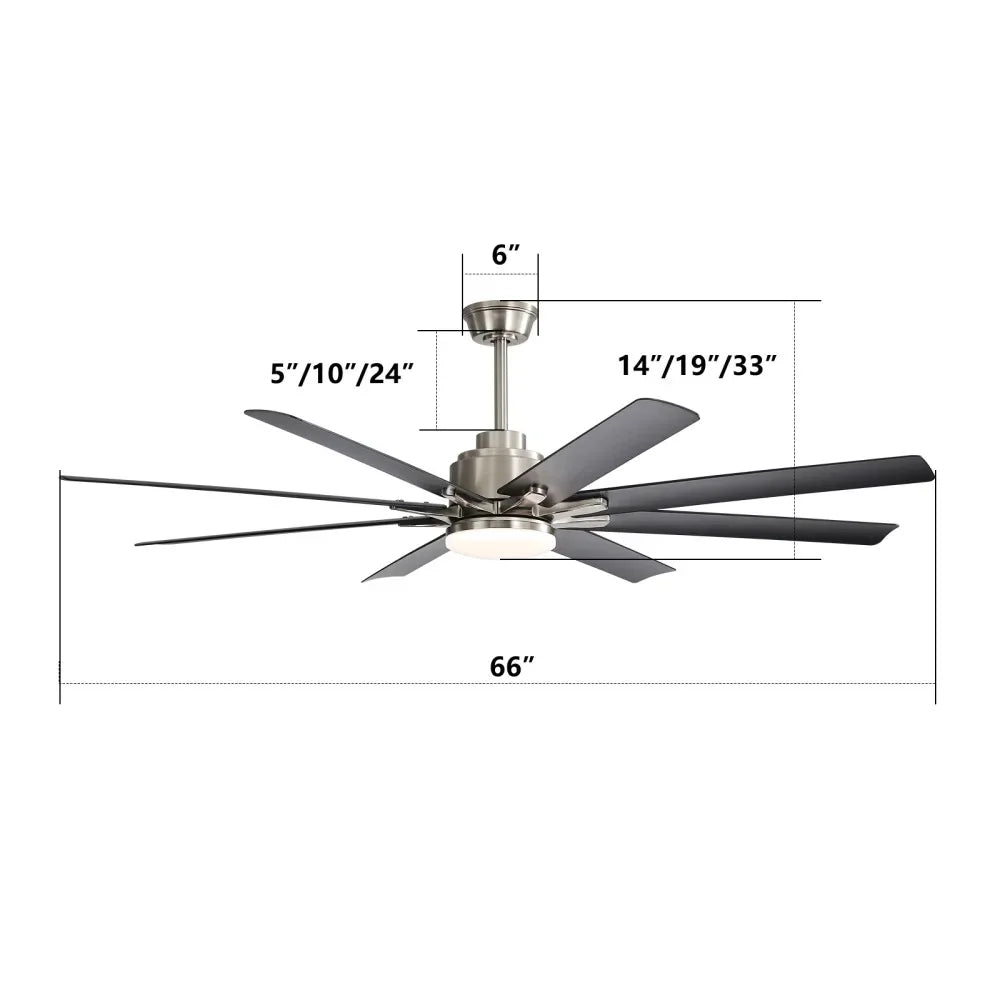66-Inch Low Profile Ceiling Fan with Light & Remote