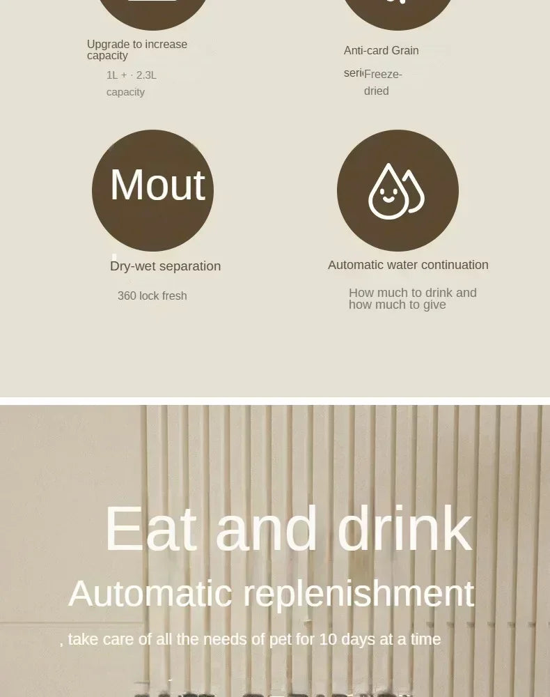 Automatic Pet Feeder & Water Fountain Bowl with Raised Stand