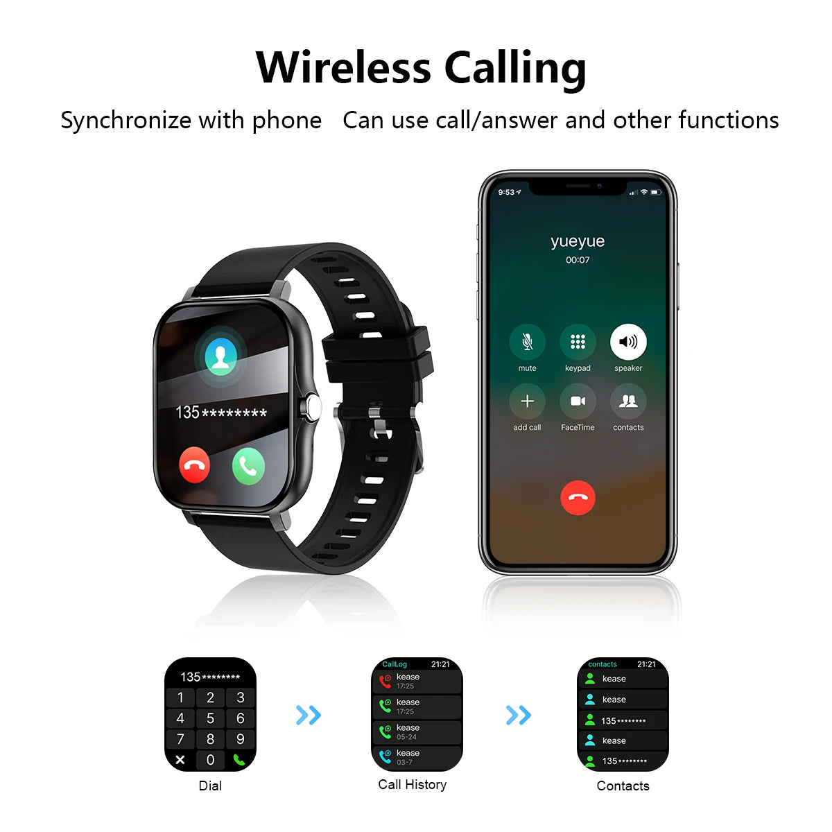 Smart Watch with Wireless Calling & Fitness Monitoring