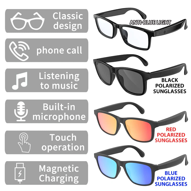 Smart Bluetooth Glasses with Speaker & Hands-Free Calling