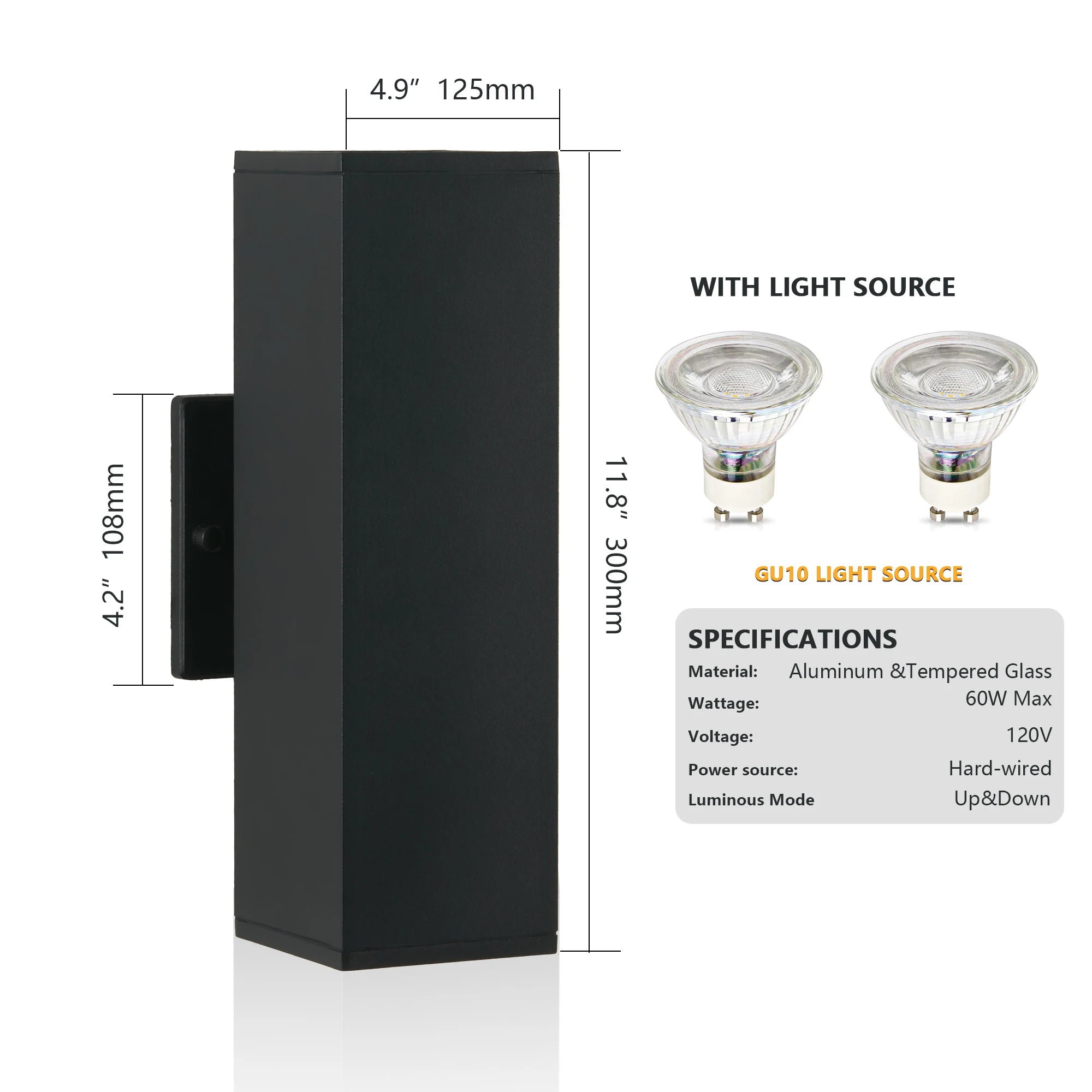 2-Pack Outdoor Up & Down Wall Sconce Lights