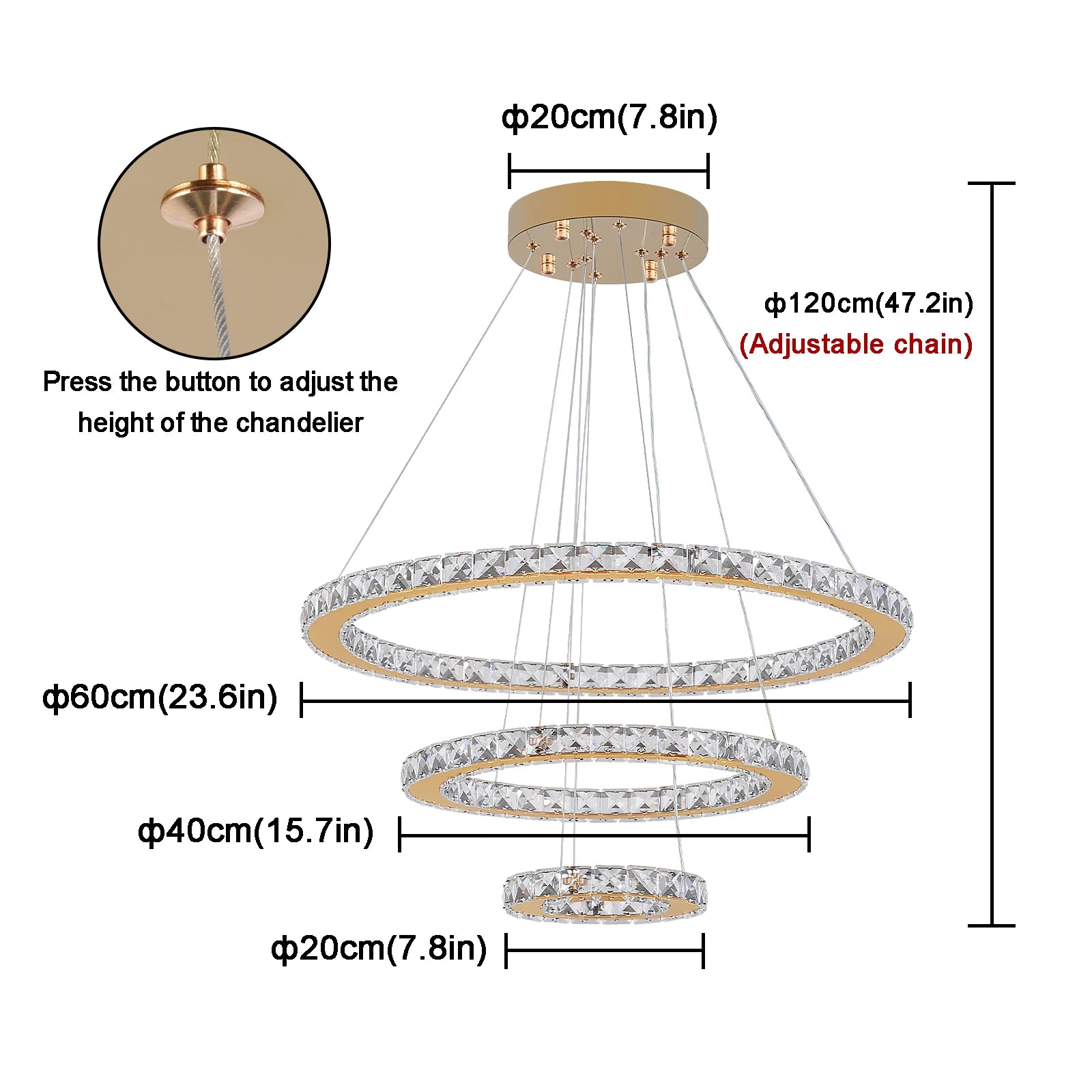 Crystal Luxury Smart Pendant Light with Remote Control