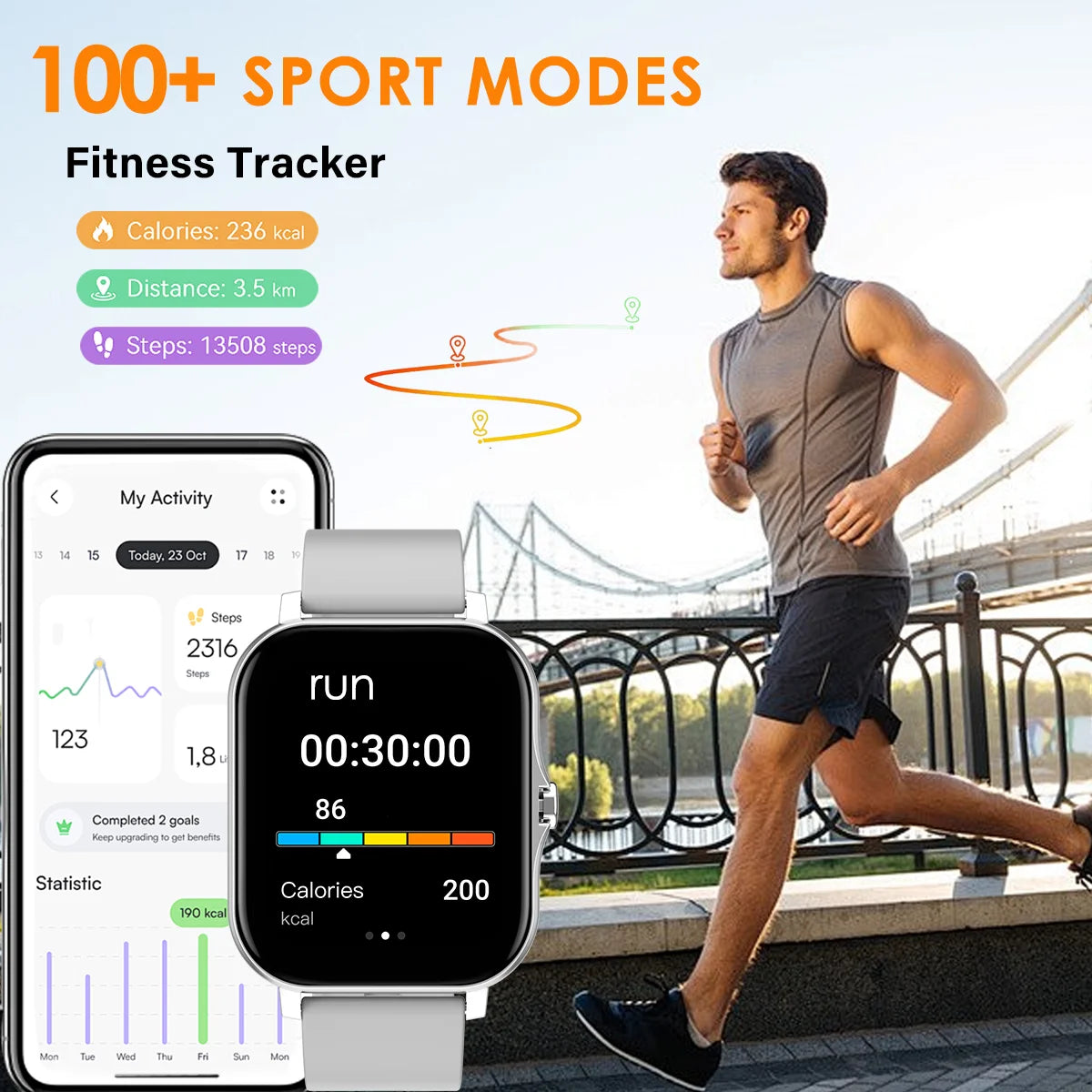 Bluetooth Smartwatch with Touch Dial & Fitness Tracker
