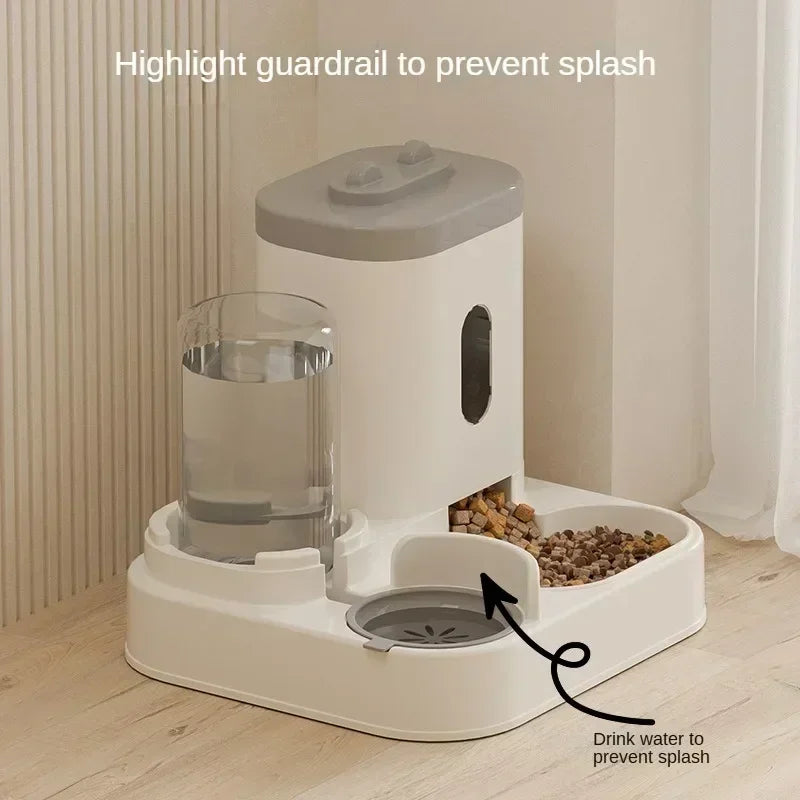 Automatic Pet Feeder & Water Fountain Bowl with Raised Stand
