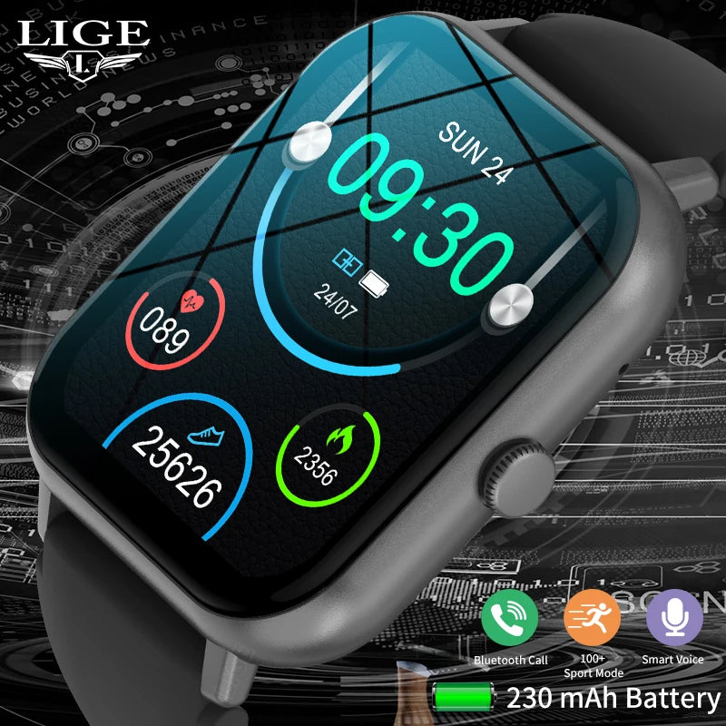 LIGE Waterproof Smart Watch with Bluetooth Call & Voice Assistant