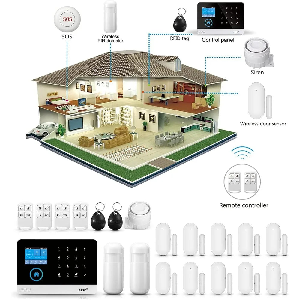 WiFi GSM Wireless Home Alarm System – 24-Piece Kit
