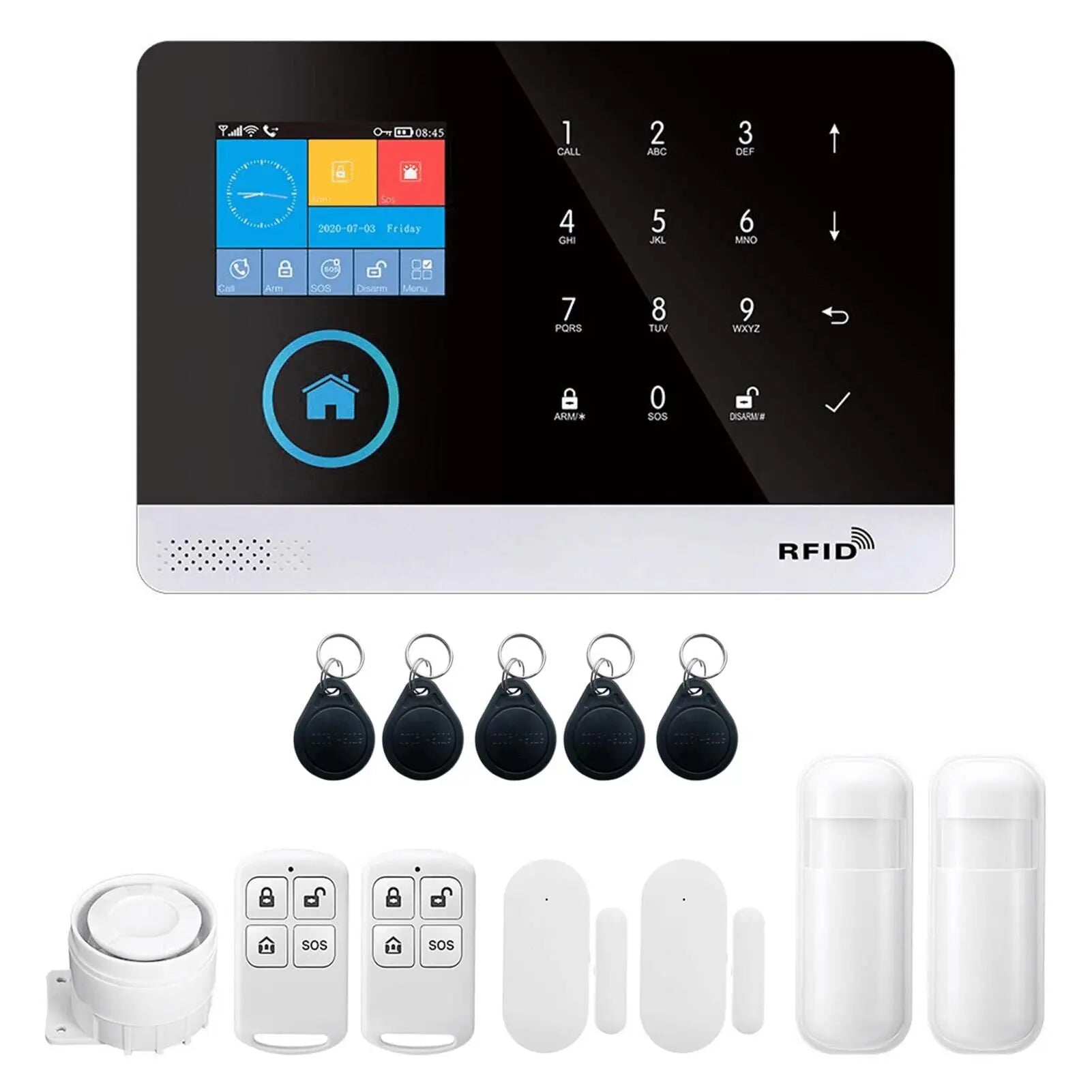 433MHz WiFi + GSM Wireless Home Alarm System with LCD