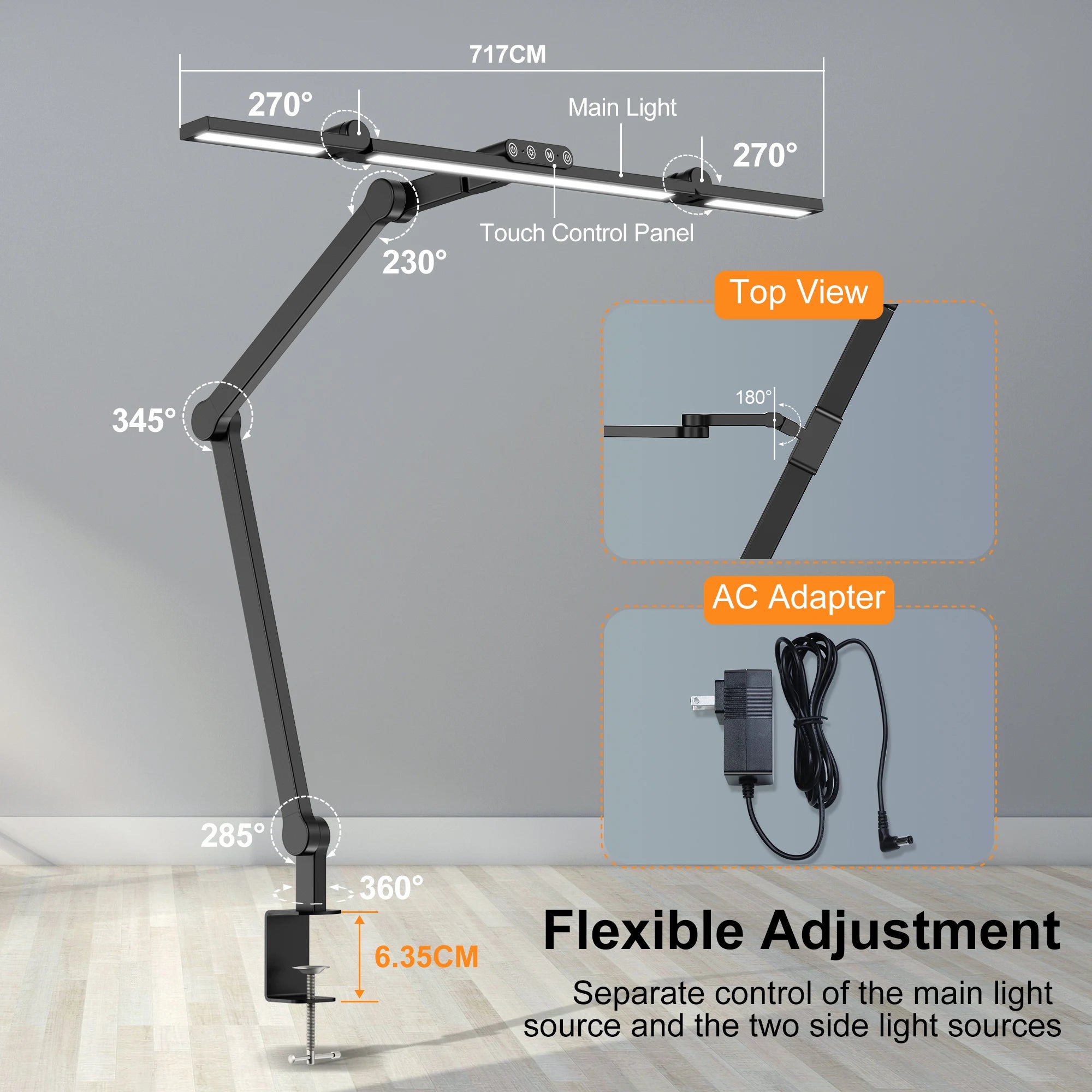 LED Architect Desk Lamp with Clamp & Auto Dimming