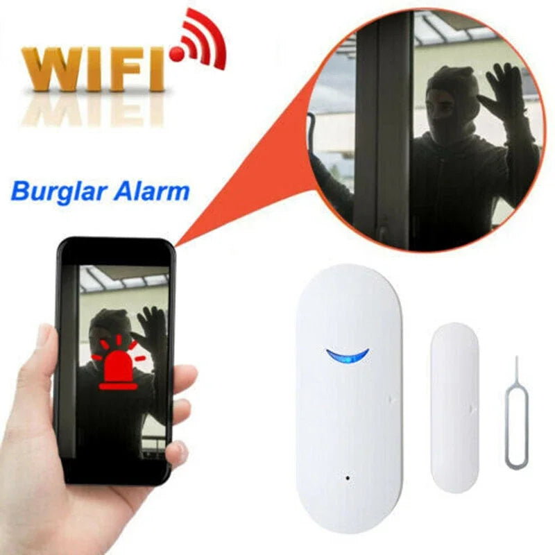 Smart Wi-Fi Door & Window Alarm Sensor – Tuya, Alexa, Google Compatible