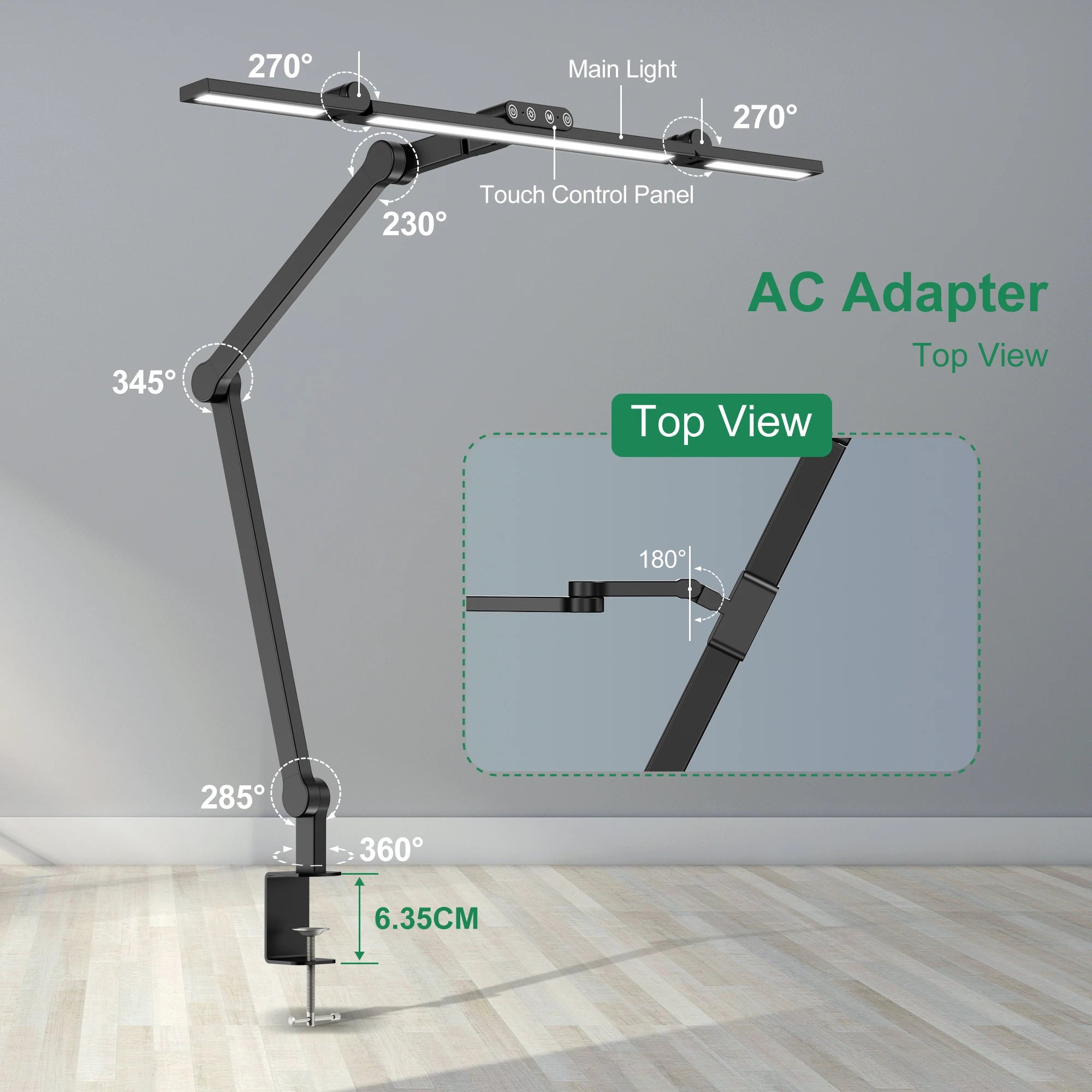 LED Architect Desk Lamp with Clamp & Auto Dimming