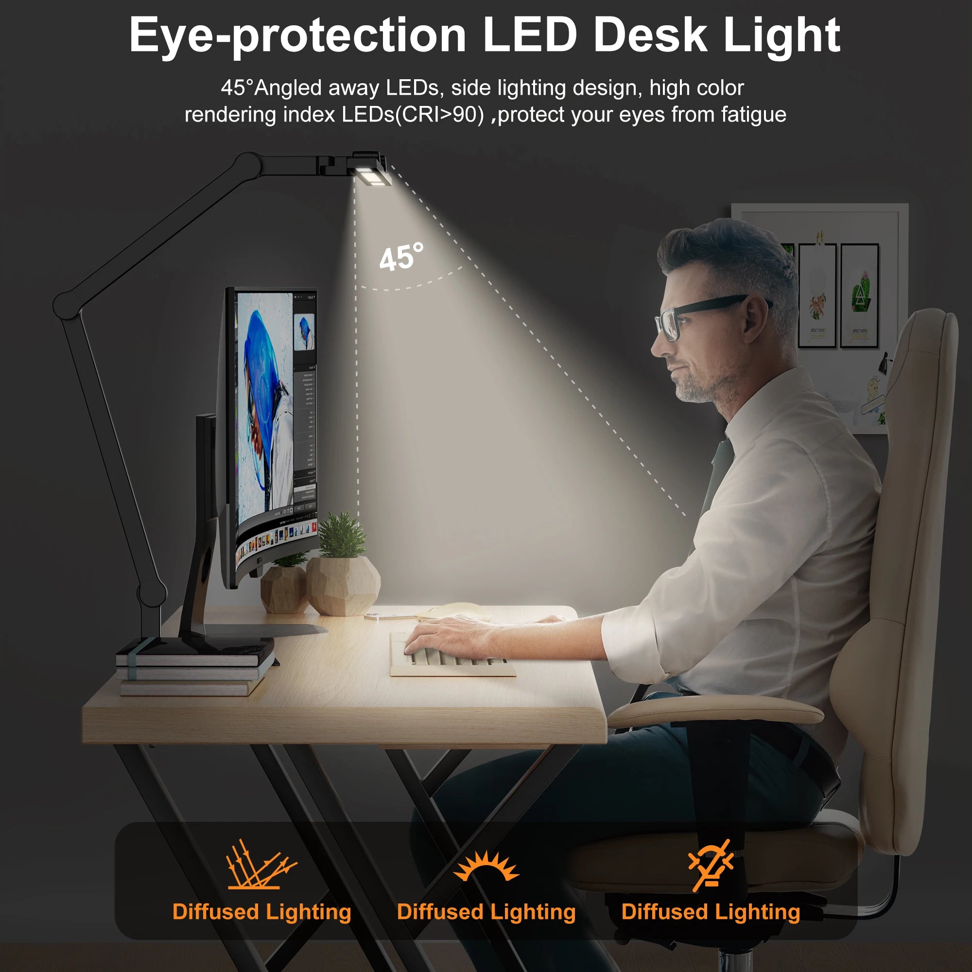 LED Architect Desk Lamp with Clamp & Auto Dimming