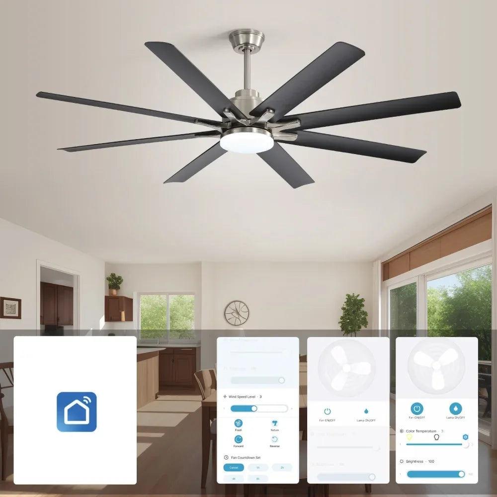 66-Inch Low Profile Ceiling Fan with Light & Remote
