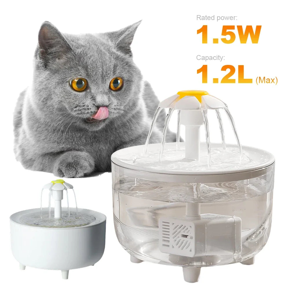 1200ml Electric Cat Water Fountain with USB Filter