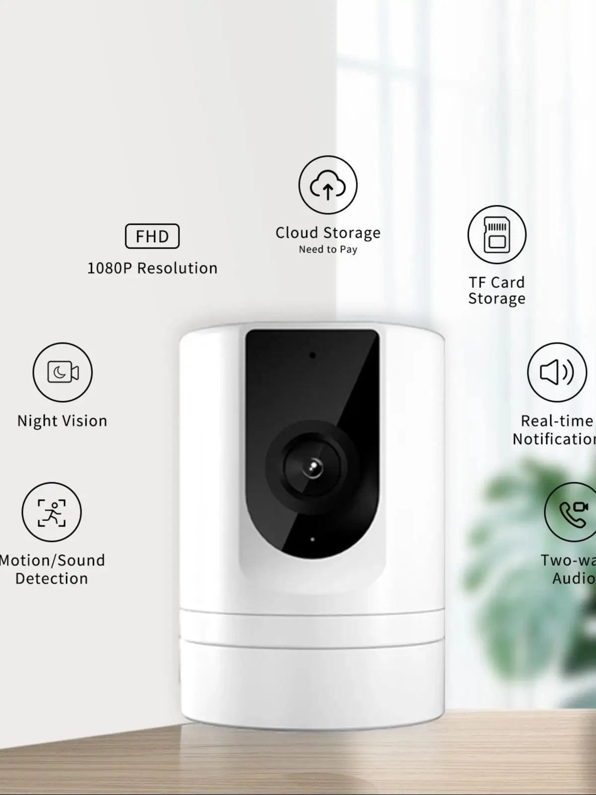 Foldable Indoor Pet Security Camera with Phone App