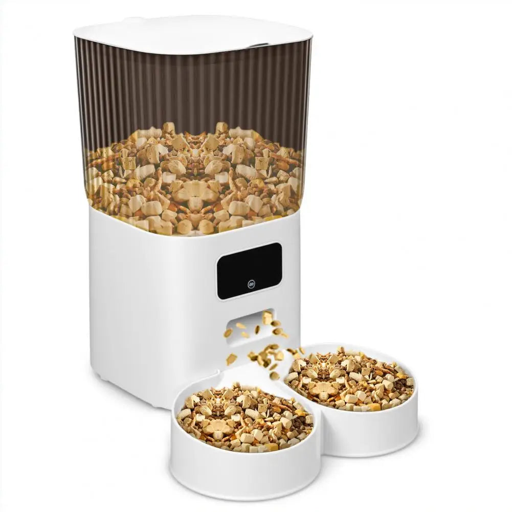 Smart WiFi Pet Feeder with Dual Bowls & 5L Storage