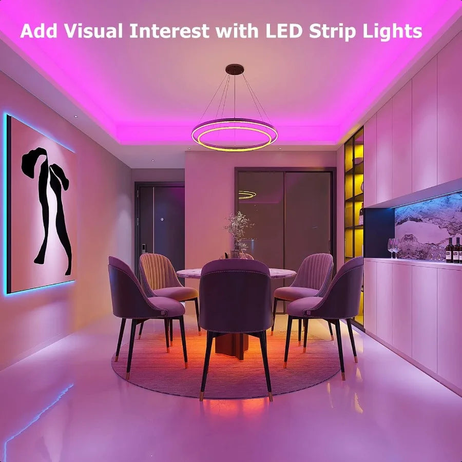 100ft Smart RGB LED Strip Lights with Remote & App