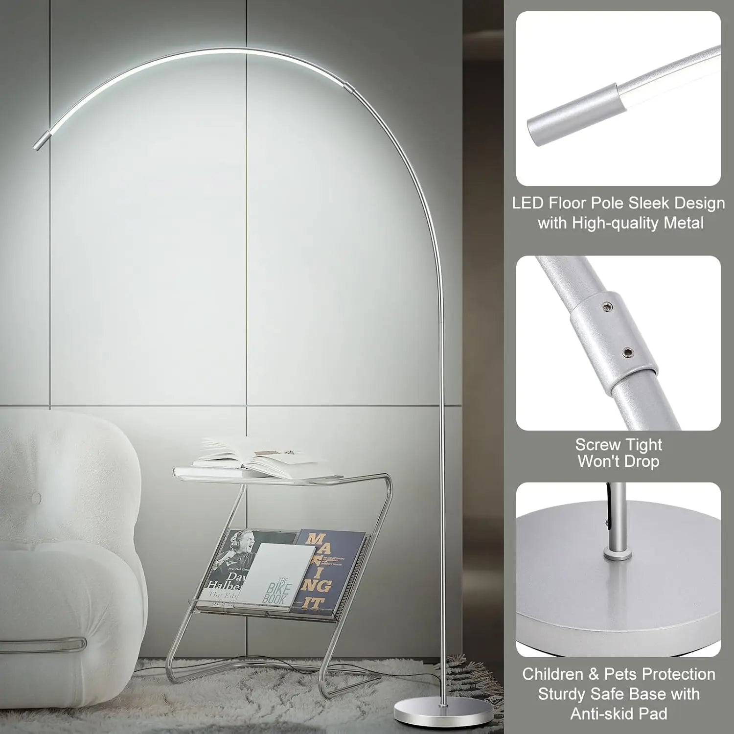 LED Arc Floor Lamp with Remote & 3 Color Modes