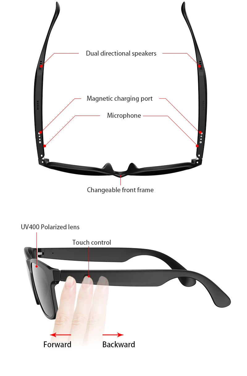 Smart Bluetooth Glasses with Speaker & Hands-Free Calling