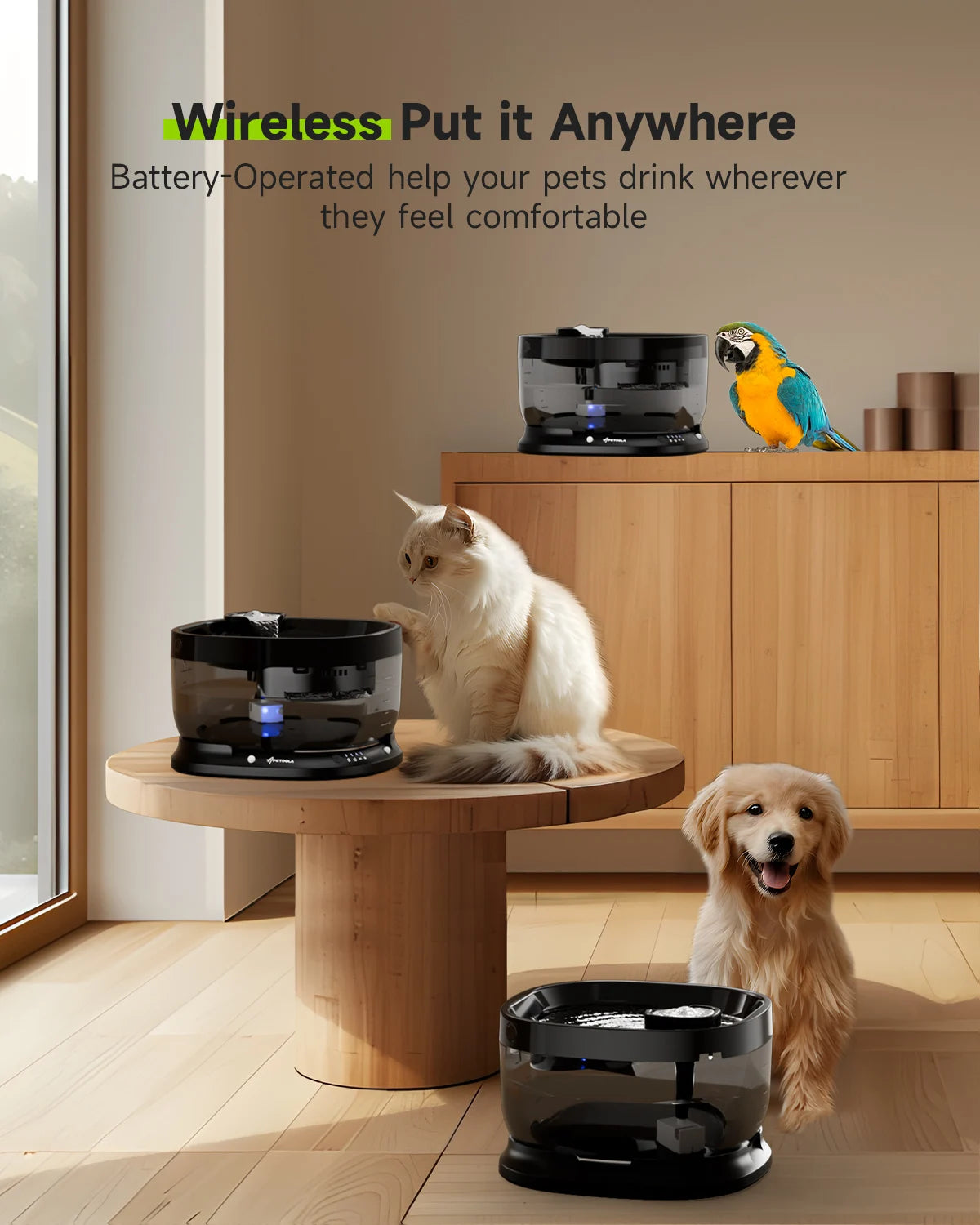 APETDOLA 7L Wireless Pet Water Fountain with Auto Sensor