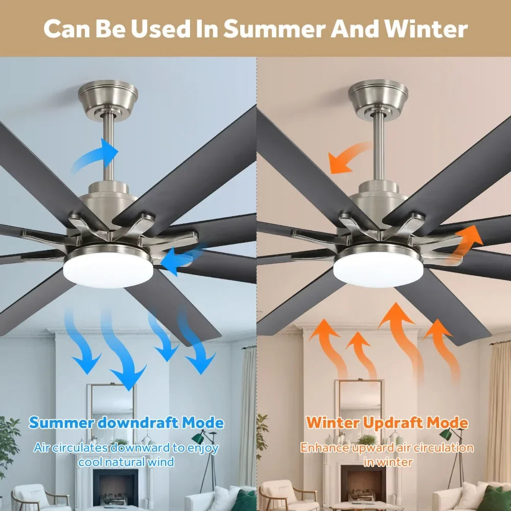 66-Inch Low Profile Ceiling Fan with Light & Remote