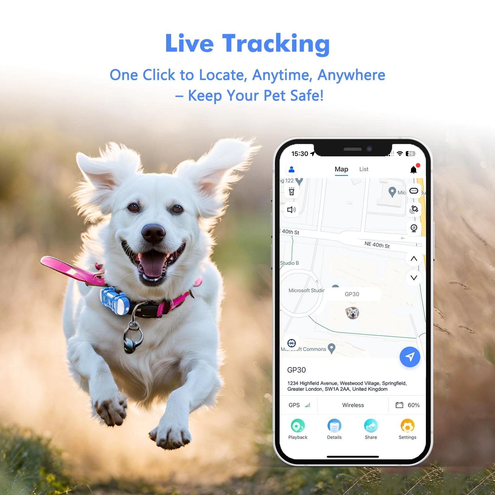 4G GPS Pet Tracker – Waterproof Smart Locator with App