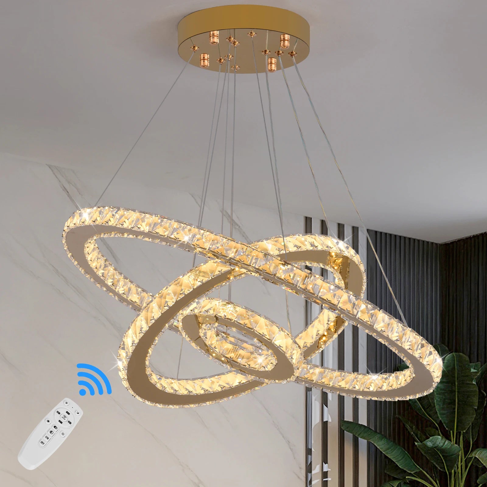 Crystal Luxury Smart Pendant Light with Remote Control