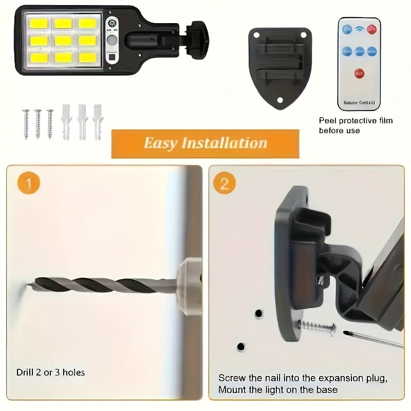 2PCS Outdoor Solar LED Wall Lights with Motion Sensor & Remote