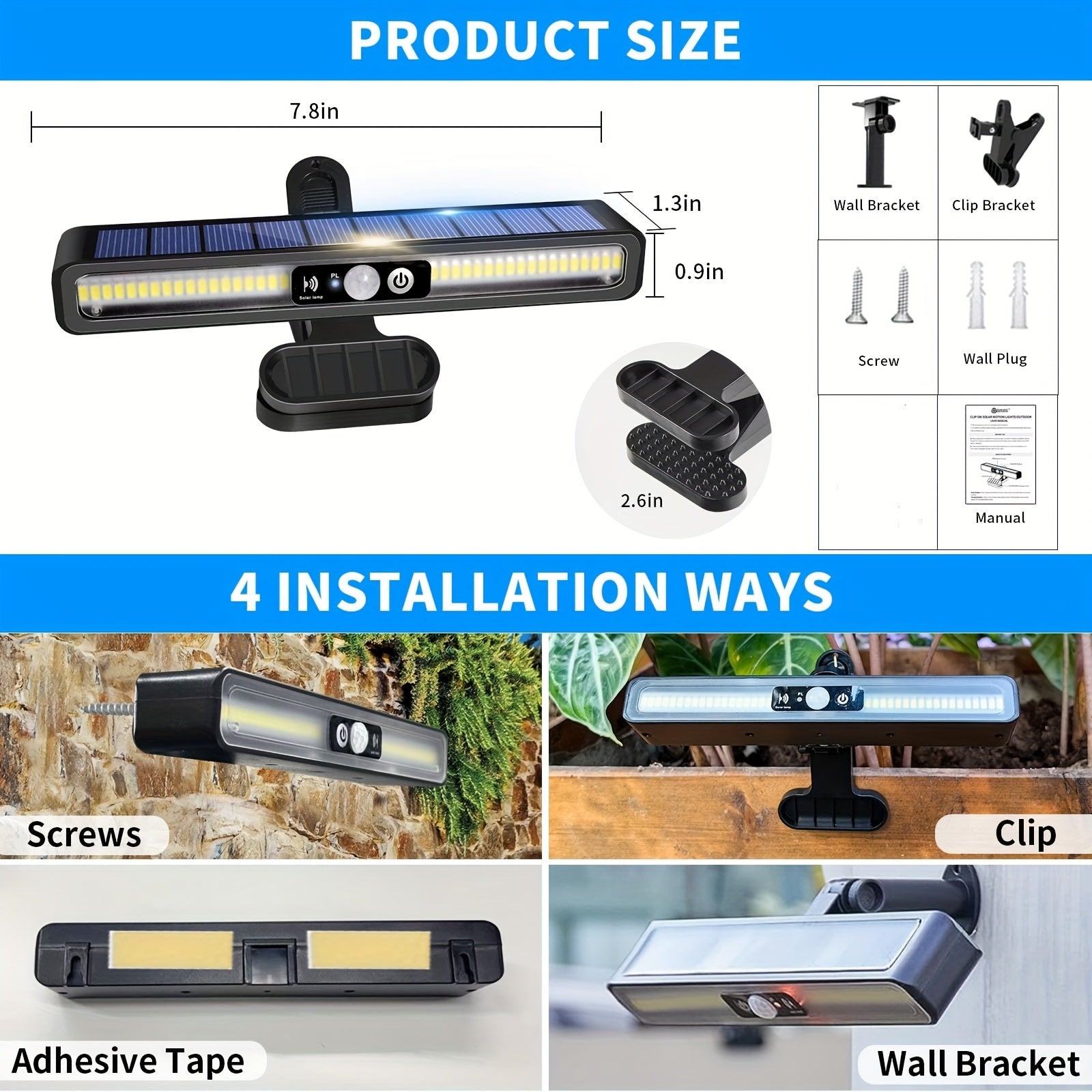 Outdoor Solar Motion Sensor Light – 36 LED, 10,000LM, Wall & Clip Mount